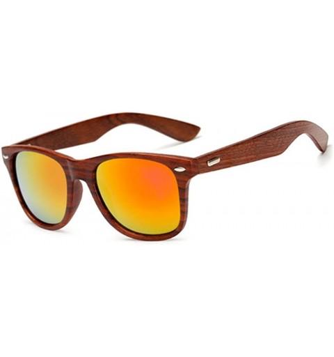 Sport Wood Sunglasses for Men Women Vintage Real Wooden Arms Glasses - Brown - CO18445OCCL $19.56