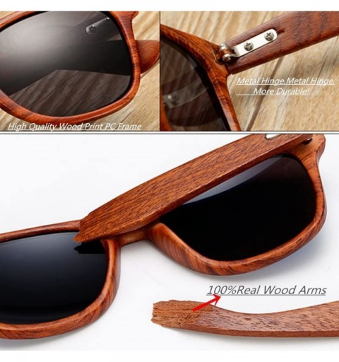 Sport Wood Sunglasses for Men Women Vintage Real Wooden Arms Glasses - Brown - CO18445OCCL $19.56