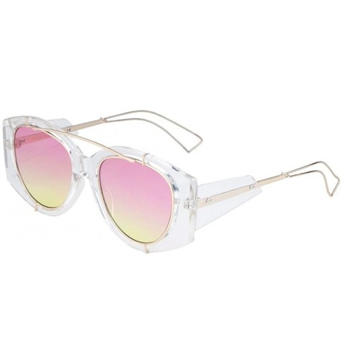 Oversized Icon Crystal Clear Oversized Sunglasses w/Gradient Oceanic Color Lenses - Gold Wire Frame - CZ17YCN6DWT $10.16