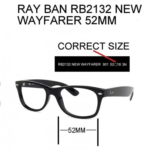 Oval Replacement Lenses For RB2132 New Wayfarer Black/Blue 52 mm (not 55 mm) Polarized 100% UVAB - CH194ZYIZWX $16.81
