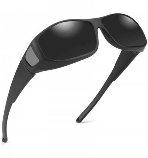 Square Unisex Wear Over Prescription Sunglasses - Polarized Fit Over Sun Glasses - Matte Black Frame Gray Lens - CX18MG07CDT ...