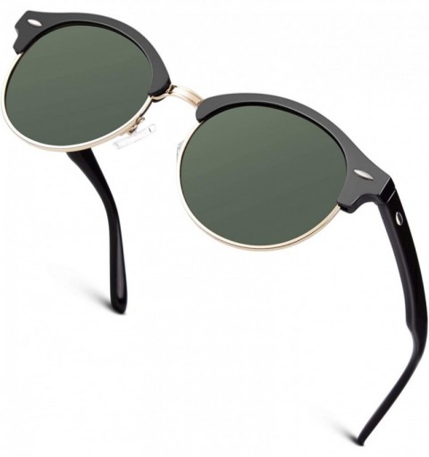 Rimless Classic Horn Rimmed Semi Rimless Polarized Sunglasses for Men Women GQO6 - 2 Glossy Black-green - CP187AI73T6 $12.06