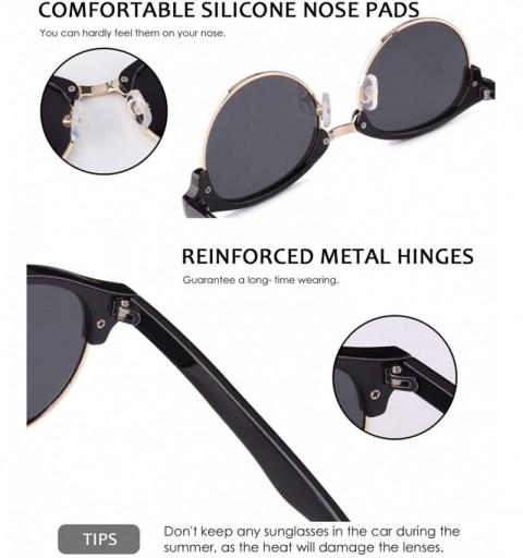Rimless Classic Horn Rimmed Semi Rimless Polarized Sunglasses for Men Women GQO6 - 2 Glossy Black-green - CP187AI73T6 $12.06