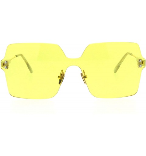 Oversized Womens Futuristic Rectangular Shield Rimless Sunglasses - Yellow - C218QK5T4X2 $15.51
