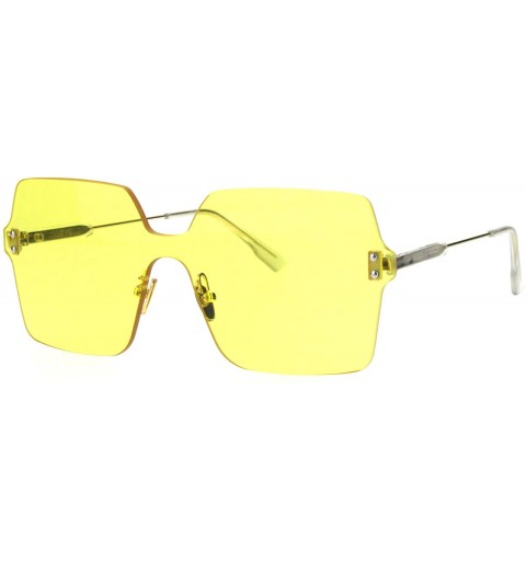 Oversized Womens Futuristic Rectangular Shield Rimless Sunglasses - Yellow - C218QK5T4X2 $15.51