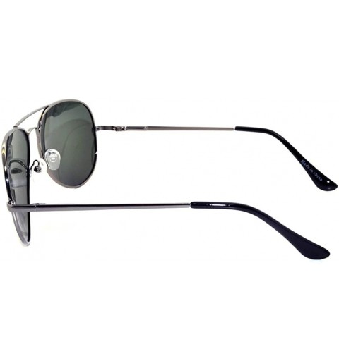 Shield Classic Aviator Style Polarized Lens Sunglasses Metal Frame Uv 400 Spring Hinge - Green Lens Gun Frame - CH11RWKYAX5 $...