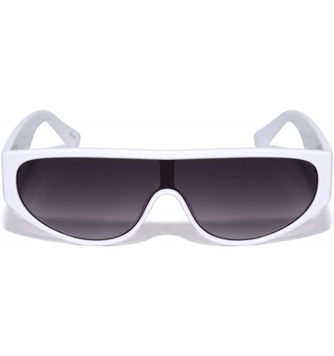Shield Wide Flat Top Rounded Base One Piece Shield Sunglasses - White - C61993WKCDC $16.71