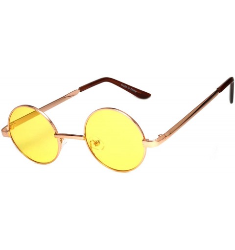 Round Round Retro Vintage Circle Style Sunglasses Colored Metal Frame Small frame 43 mm and 55 mm - 43_yellow - CL184XK3Y8C $...