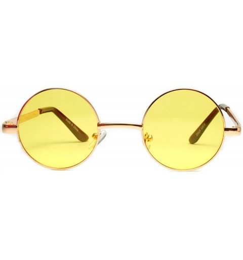 Round Round Retro Vintage Circle Style Sunglasses Colored Metal Frame Small frame 43 mm and 55 mm - 43_yellow - CL184XK3Y8C $...
