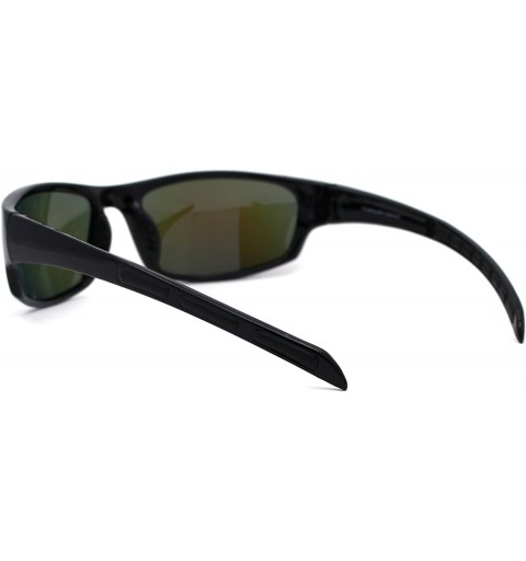 Sport Mens Tac Polarized Light Weight Warp Around Sport Plastic Sunglasses - Black Blue Mirror - C7195UDMHRN $13.87