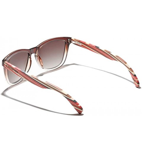Rectangular Genuine handmade colored bamboo sunglasses square men polarized UV400 - Red/Black - CO198QNN3X9 $24.35
