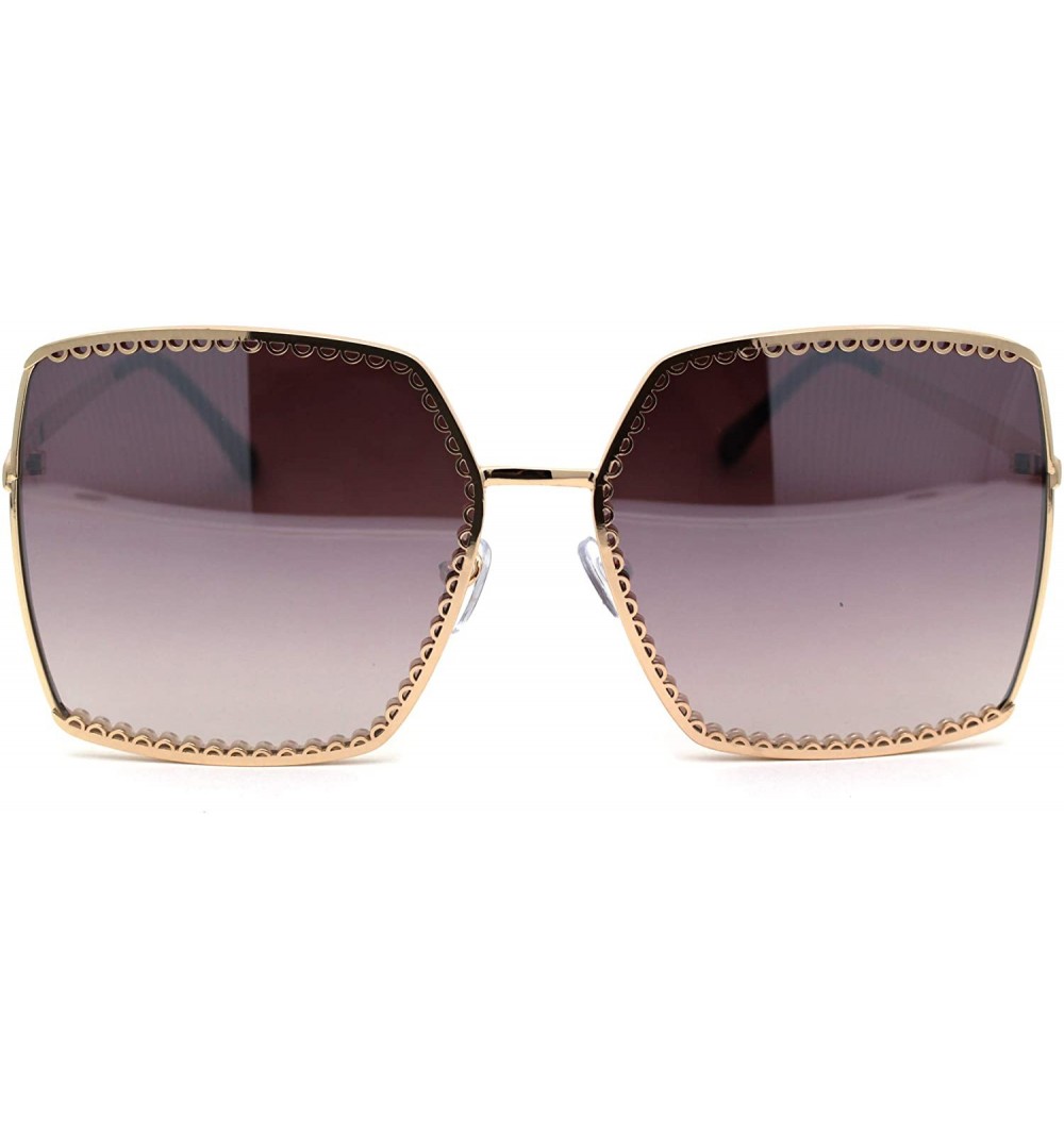 Butterfly Womens Metal Jewel Lace Rim Rectangular Butterfly Sunglasses - Gold Brown - CC19624DQY6 $11.92