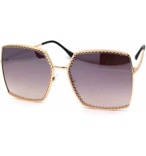 Butterfly Womens Metal Jewel Lace Rim Rectangular Butterfly Sunglasses - Gold Brown - CC19624DQY6 $11.92