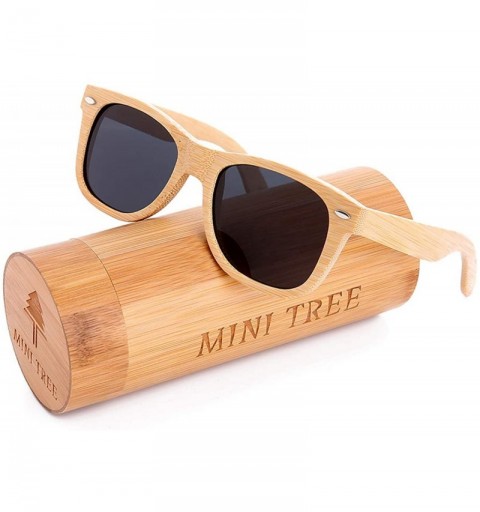 Round Polarized Sunglasses Floating Handmade Glasses - Bamboo - CS182L6T28L $24.42