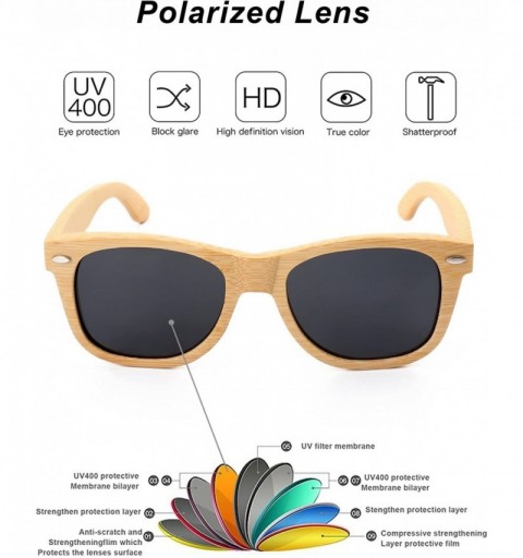 Round Polarized Sunglasses Floating Handmade Glasses - Bamboo - CS182L6T28L $24.42
