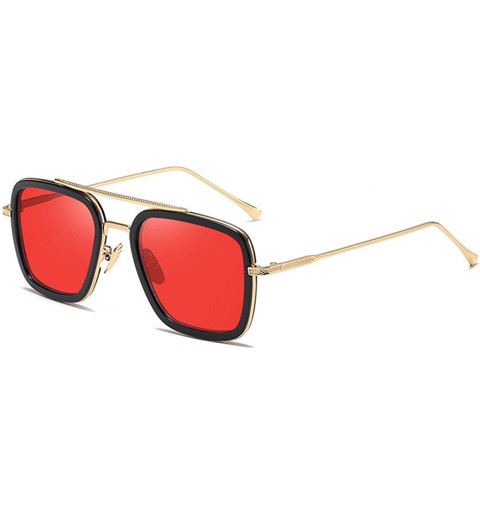 Oversized Retro Aviator Square Sunglasses for Men Women Metal Frame Gradient Flat Lens Tony Stark Sunglasses - CI18WMNOZZG $8.51