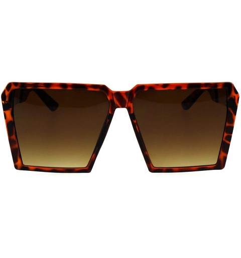 Rectangular Womens Squared Oversize Plastic Futuristic Rectangular Racer Sunglasses - Tortoise Gold Brown - CX18EHQUK2R $10.36