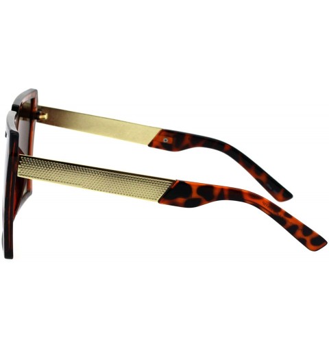 Rectangular Womens Squared Oversize Plastic Futuristic Rectangular Racer Sunglasses - Tortoise Gold Brown - CX18EHQUK2R $10.36