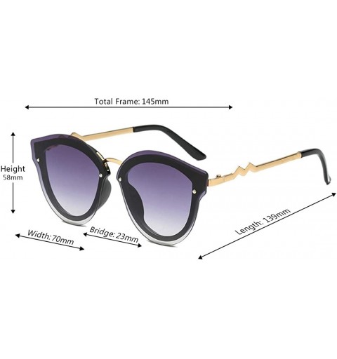 Rectangular Unisex Retro Cat Eye Metal Frame Oversized Plastic Lenses Sunglasses - Gray - CW18N78C39I $10.08