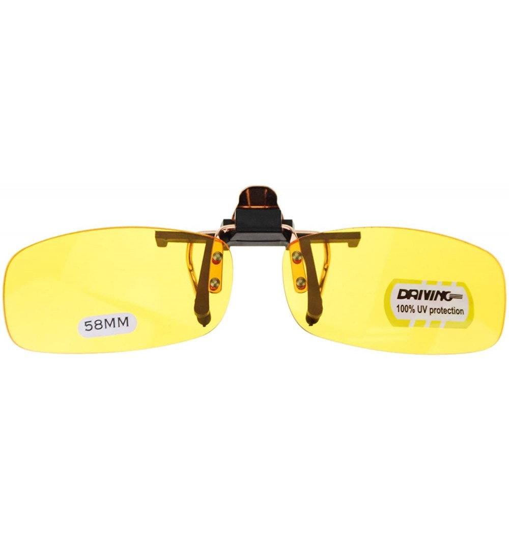 Rectangular Unisex Retro 31mm x 58mm Clip On Night Driving Yellow Lens Sunglasses Copper - CO11TOO7BBL $10.76