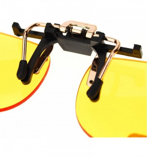 Rectangular Unisex Retro 31mm x 58mm Clip On Night Driving Yellow Lens Sunglasses Copper - CO11TOO7BBL $10.76