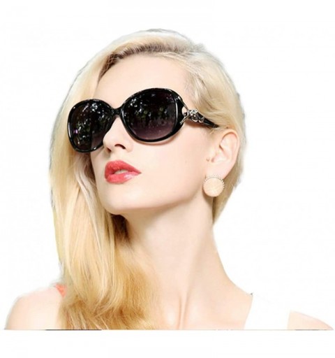 Aviator Women's Fashion Polarized Sunglasses UV 400 Lens Protection - Black - CS18R6A9MAN $17.55