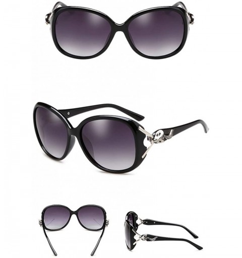 Aviator Women's Fashion Polarized Sunglasses UV 400 Lens Protection - Black - CS18R6A9MAN $17.55