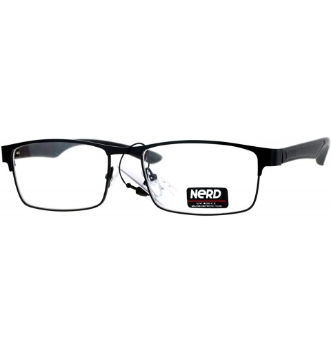 Rectangular Nerd Narrow Rectangular Metal Rim Nerdy Eyeglasses - Black - C712KRWS5W7 $15.30