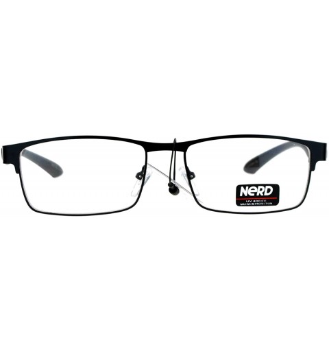 Rectangular Nerd Narrow Rectangular Metal Rim Nerdy Eyeglasses - Black - C712KRWS5W7 $15.30