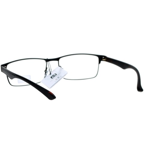 Rectangular Nerd Narrow Rectangular Metal Rim Nerdy Eyeglasses - Black - C712KRWS5W7 $15.30