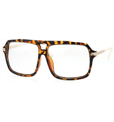 Square Clear Lens Glasses Mens Fashion Square Designer Frame Eyeglasses UV 400 - Brown Tort - CP182LEL4UO $16.04