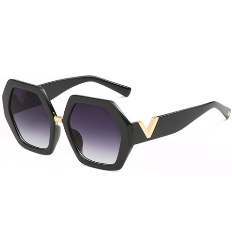 Oversized Women's Sunglasses Fashion Multilateral V-Leg Sunglasses Anti-ultraviolet - B - C818QCIIA82 $55.02