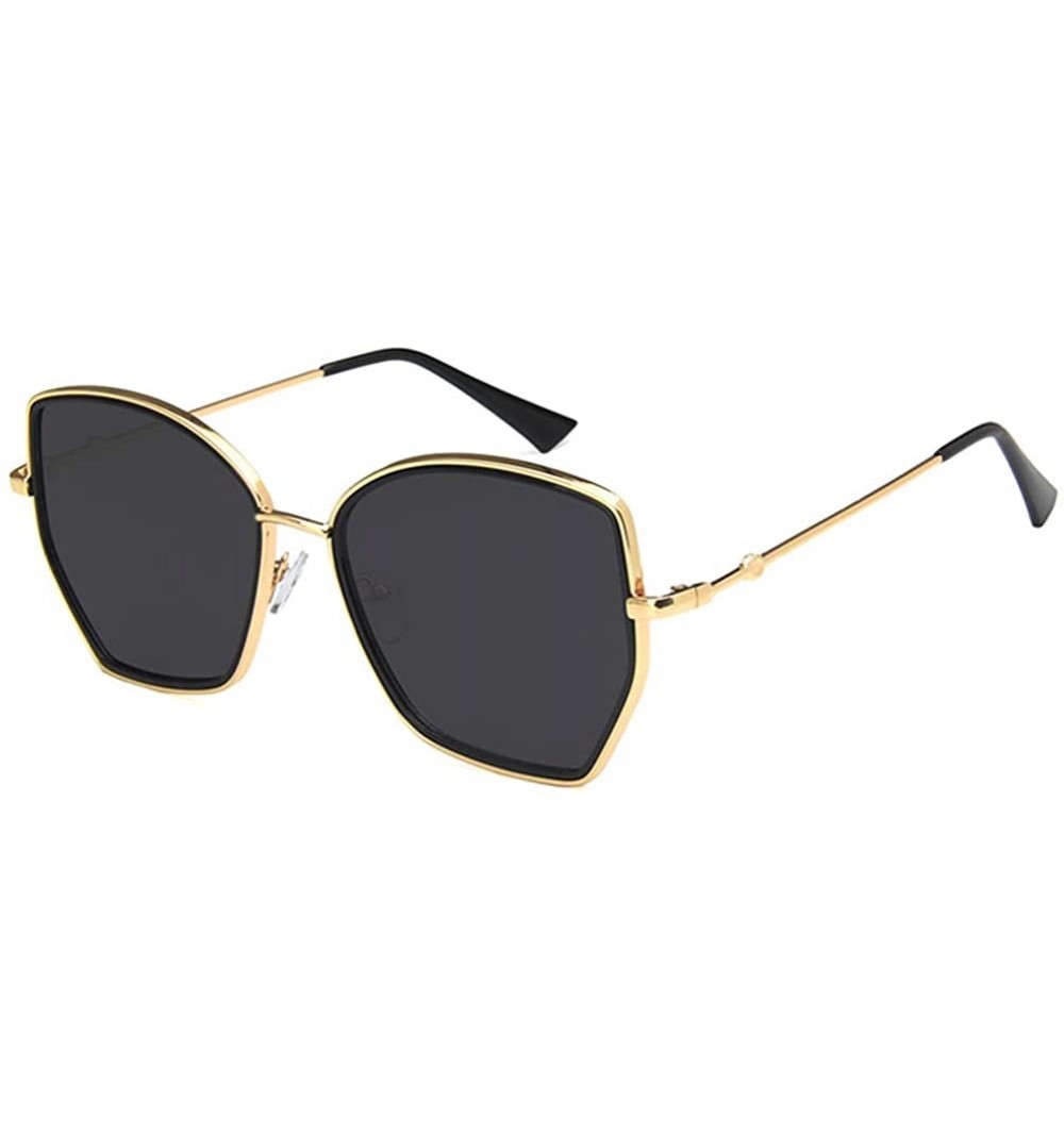 Square Unisex Sunglasses Fashion Gold Blue Pink Drive Holiday Square Non-Polarized UV400 - Gold Grey - CJ18RLIY577 $11.25