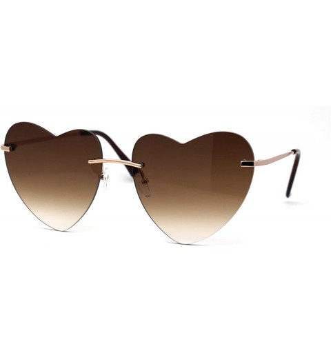 Rimless Womens Minimalist Rimless Heart Shape Elegant Sunglasses - Gold Brown - C5195SQ6XLX $13.67