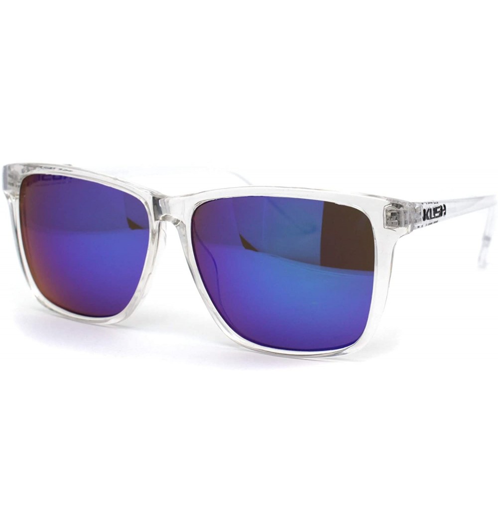 Rectangular Mens Clear Frame Rectangular Mirror Lens Sunglasses - Teal Mirror - C1194UGM42I $12.73