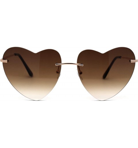 Rimless Womens Minimalist Rimless Heart Shape Elegant Sunglasses - Gold Brown - C5195SQ6XLX $13.67