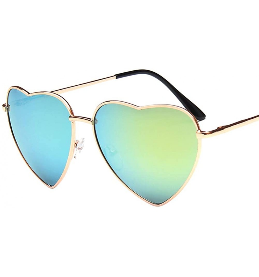 Oval Vintage Heart Sunglasses Goggles for Women Men Retro Sun Glasses UV Protection - Style2 - CX18RMD2MM6 $8.03