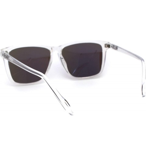 Rectangular Mens Clear Frame Rectangular Mirror Lens Sunglasses - Teal Mirror - C1194UGM42I $12.73