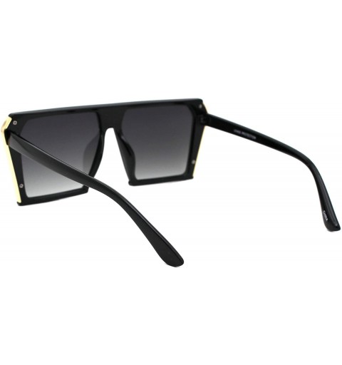 Oversized Womens Oversized Geometric Sunglasses Flat Top Square Metal Side UV 400 - Black (Smoke) - CR195M38Z2I $9.98