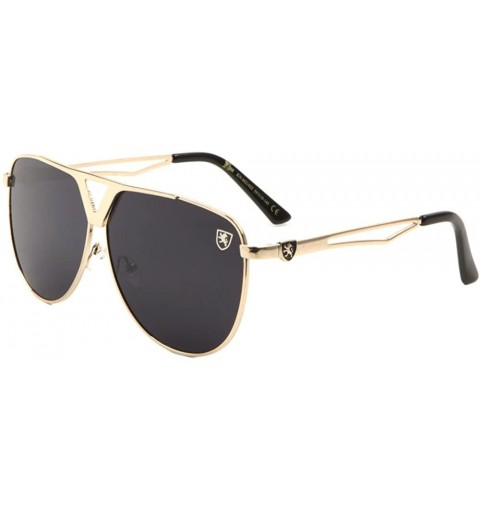 Oversized Classic Flat Top Metal Aviator Sunglasses - Gold Metallic Frame - CY189D5YA3Q $11.74
