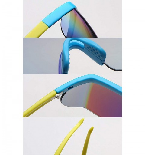 Rimless Wrap Around Sport Sunglasses for men women Semi Rimless Lens Retro Super Shield Rainbow Mirrored Lens sunglasses - CZ...