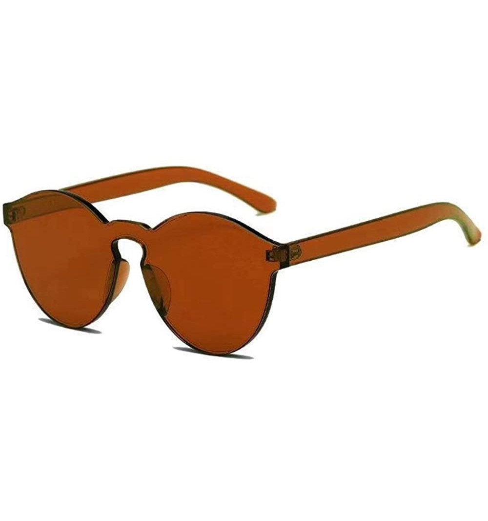 Round Rimless Sunglasses Oversized Colored Transparent Round Eyewear Retro Eyeglasses for Women Men - Coffee - C118Y09H8KL $7.01