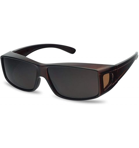 Oversized Polarized Wear Over Sunglasses Square Fit Over Glare Blocking Over Prescription Glasses - Brown - CS17YO72CMZ $14.62