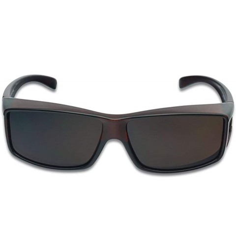 Oversized Polarized Wear Over Sunglasses Square Fit Over Glare Blocking Over Prescription Glasses - Brown - CS17YO72CMZ $14.62