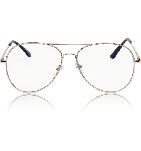 Sport Aviator Glasses Oversized Metal Frame Clear Lens UV400 Protection - 1 Clear Lens - Gold Frame - CY1853IX4ZL $9.61