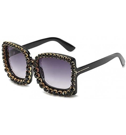 Oversized Sunglasses - Luxury Rhinestone Square Sunglasses Ladies Fashion Outdoor Oversized Shadow UV400 Sunglasses - Black -...