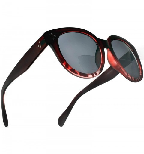 Square Bifocal Sunglasses for Women Oversized Reading Round Readers Under the Sun - Burgundy - CF18G332LTI $17.76