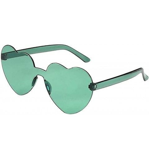 Rimless Heart Shaped Rimless Sunglasses Transparent Candy Color Frameless Sunglasses for Women - Army Green - C2199ASGY27 $10.92