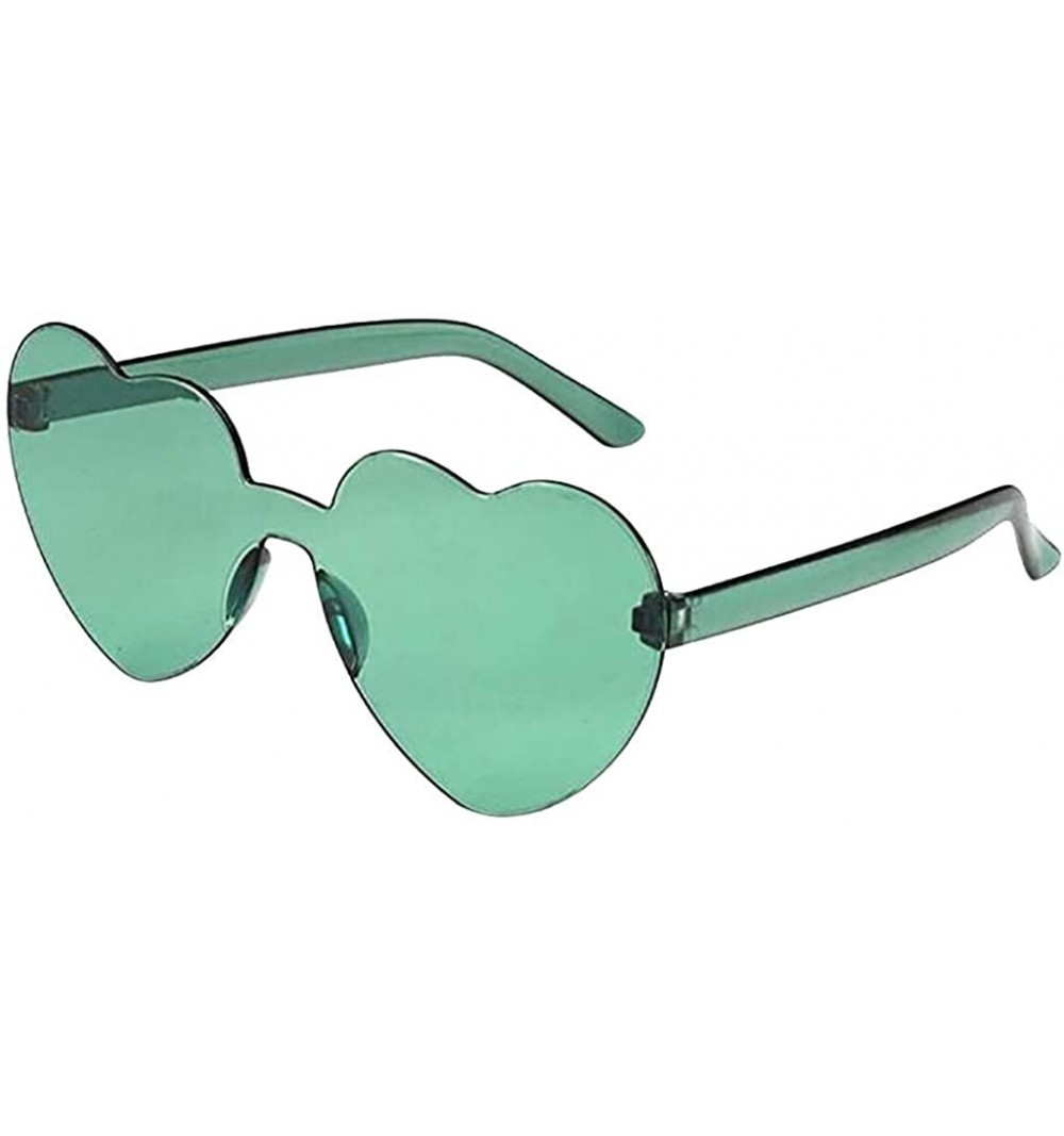 Rimless Heart Shaped Rimless Sunglasses Transparent Candy Color Frameless Sunglasses for Women - Army Green - C2199ASGY27 $10.92