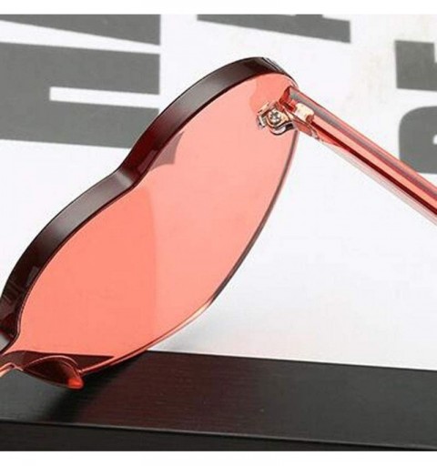 Rimless Heart Shaped Rimless Sunglasses Transparent Candy Color Frameless Sunglasses for Women - Army Green - C2199ASGY27 $10.92